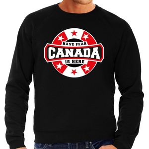Bellatio Decorations - Canada is Here - Sweater - Zwart - Heren - Sterren Embleem