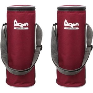 2x Koeltassen voor flessen 31 x 11 cm rood 2.9 liter met verstelbare schouderband - Koeltassen voor strand/picknick/vakantie - Dranken koelen