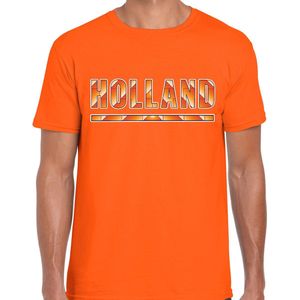 Oranje / Holland supporter t-shirt oranje voor heren - Nederlands elftal fan shirt / kleding - Koningsdag outfit XL