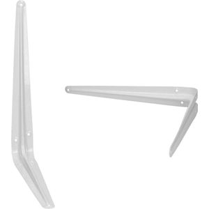 2x stuks planksteunen / plankdragers / wandsteunen wit staal 25 x 20 cm - Boekenplanken