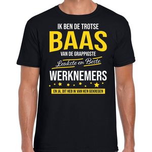 Bellatio Decorations - T-shirt - Zwart - Trotse Baas - Katoen