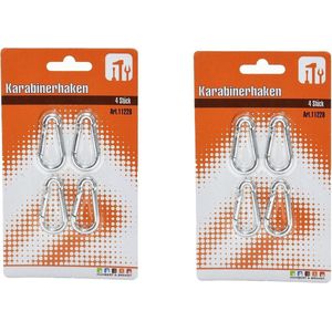 16x stuks karabijnhaak / karabijnhaken 4 cm - aluminium - snaphooks/ carabiners