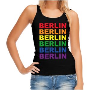 Regenboog Berlin gay pride / parade zwarte tanktop voor dames - LHBT evenement tanktops kleding S