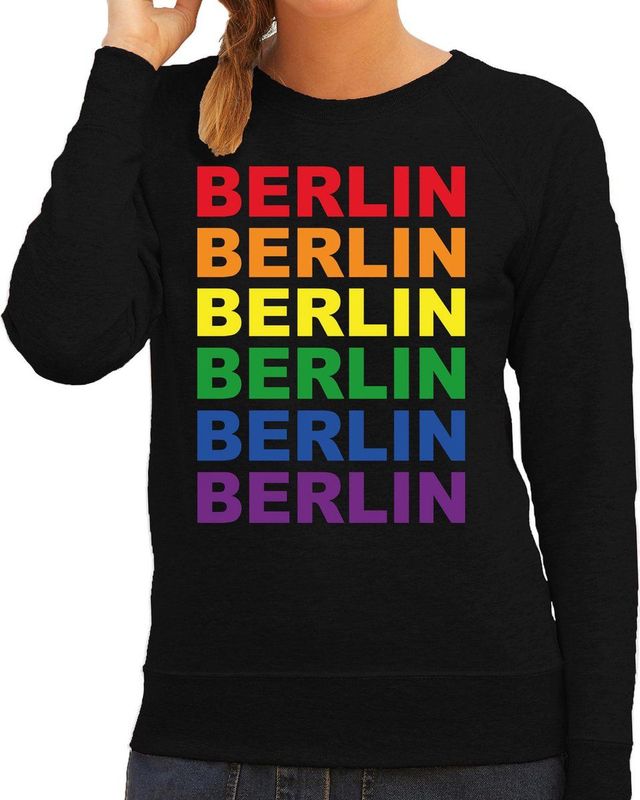 Regenboog Berlin gay pride / parade zwarte sweater voor dames - LHBT evenement sweaters kleding