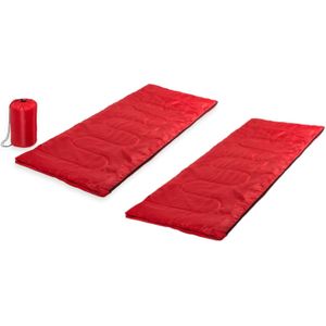 Set van 2x stuks rode camping 1 persoons kampeerslaapzakken dekenmodel 75 x 185 cm