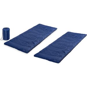 Set van 2x stuks blauwe kampeer 1 persoons slaapzakken dekenmodel 75 x 185 cm
