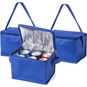 5x stuks kleine mini  koeltassen blauw sixpack blikjes - Compacte koelboxen/koeltassen en elementen