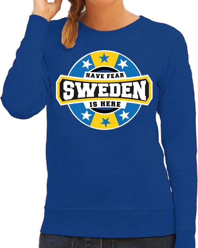 Sweater - Blauw - Katoen - Have Fear Sweden Is Here