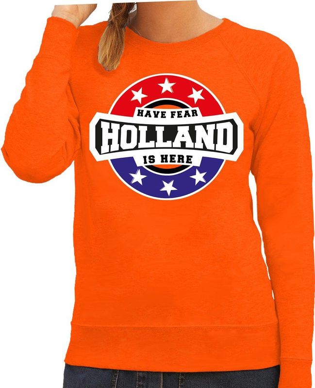 Have Fear - Holland is Here - Sweater - Oranje - Katoen/Polyester - Sterren Embleem
