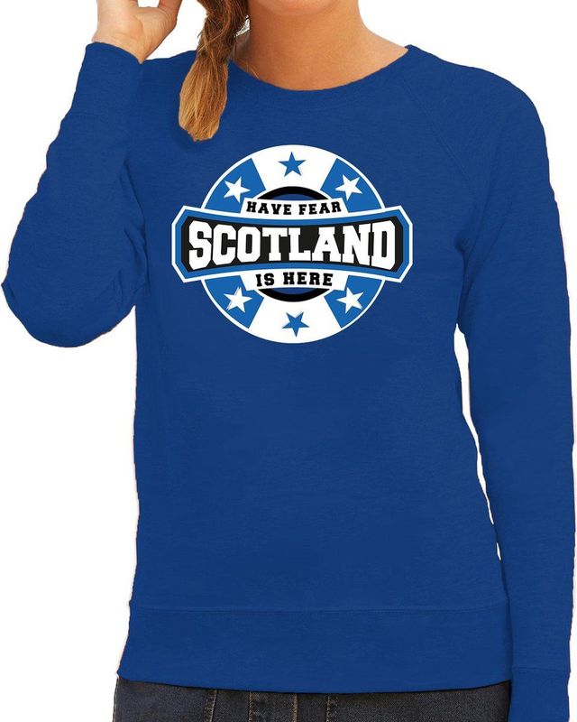 Bellatio Decorations - Sweater - Blauw - Have Fear Scotland Is Here - Dames
