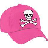 Foute piraten doodskop verkleed pet roze volwassenen