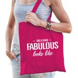 This is what fabulous looks like cadeau katoenen tas roze voor dames - kado tas / tasje / shopper voor een fantastische dame / vrouw