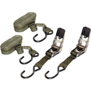 Set van 2x Stuks Legergroene Nylon Spanbanden 4,5 Meter - Outdoor Survival Artikelen