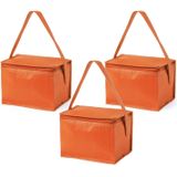 10x stuks kleine mini koeltasjes oranje sixpack blikjes - Compacte koelboxen/koeltassen