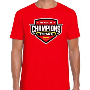 We are the champions Espana t-shirt met schild embleem in de kleuren van de Spaanse vlag - rood - heren - Spanje supporter / Spaans elftal fan shirt / EK / WK / kleding M
