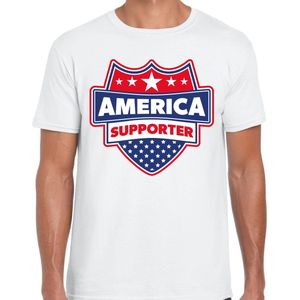 America - Schild T-shirt - Wit - 100% Katoen