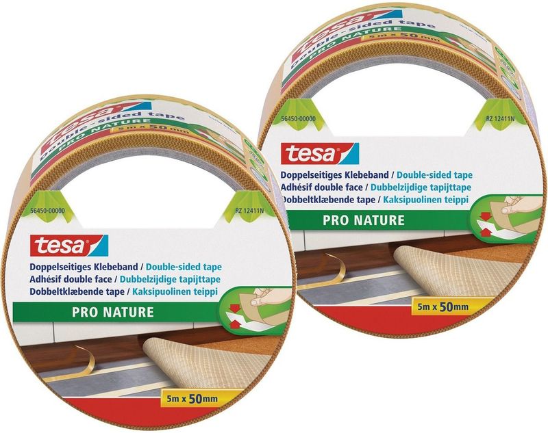 Tesa - Pro Nature - Dubbelzijdige Tapijttape - Beige - 5 Meter - 3 Stuks