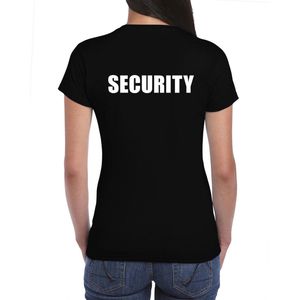 Security t-shirt zwart voor dames - bedrukking aan voor- en achterkant - beveiliger shirt