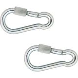 2x stuks karabijnhaak / karabijnhaken met schroefsluiting verzinkt staal 14 cm - snaphooks/ carabiners