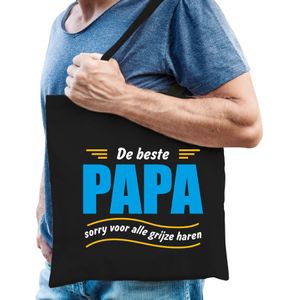 Beste papa cadeau tas zwart voor heren - Feest Boodschappentassen