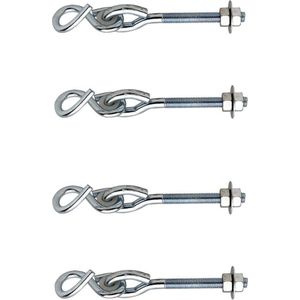 4x stuks schommelhaken / bevestigingshaken staal verzinkt 180 x 11 mm - voor ophangen en bevestigen van touw / voorwerpen - schommelhaken / krulhaak