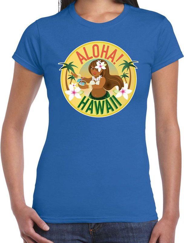 Hawaii - Aloha T-shirt - Blauw - 100% Katoen