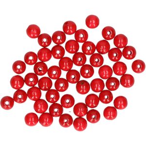 Hobby kralen van hout Dia 10mm - 208x stuks - Rood - DIY sieraden maken - Kralen rijgen - Hobbykralen