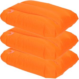 4x Opblaasbare kussentjes oranje 28 x 19 cm - Reiskussens - Opblaasbare kussens voor onderweg/strand/zwembad