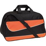 Oranje/zwarte sporttas/weekendtas 55 cm - 50 liter - Fitness/sporttassen - Weekendtassen/reistassen