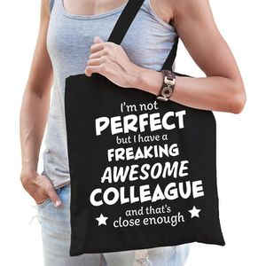 Freaking awesome colleague / collega cadeau tas zwart dames -  kado tas / verjaardag cadeau / shopper