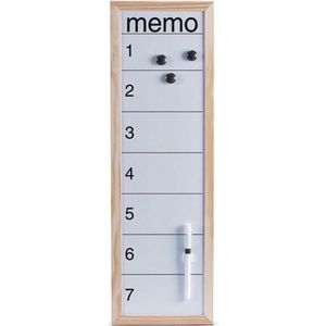 Magnetisch whiteboard/memobord met houten rand 20 x 60 cm - Kantoorbenodigdheden - Schrijf/tekenborden - Memoborden - Magnetische whiteboarden