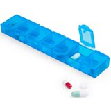 1x Medicijnen doos/pillendoos 7 daags blauw transparant 15 cm - Drogisterij/persoonlijke verzorging accessoires