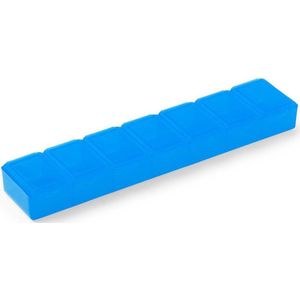 1x Medicijnen doos/pillendoos 7 daags blauw transparant 15 cm - Drogisterij/persoonlijke verzorging accessoires