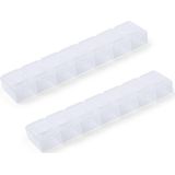 2x Medicijnen doos/pillendoos 7 daags transparant 15 cm - Drogisterij/persoonlijke verzorging accessoires