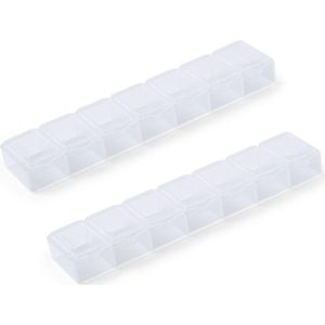 2x Medicijnen doos/pillendoos 7 daags transparant 15 cm - Drogisterij/persoonlijke verzorging accessoires