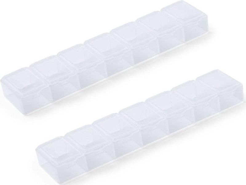 2x Medicijnen doos/pillendoos 7 daags transparant 15 cm - Drogisterij/persoonlijke verzorging accessoires