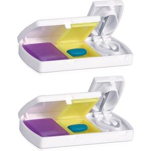 2x Medicijnen doos/pillendoos 2-vaks en splitser 9 cm - Pillendoosjes