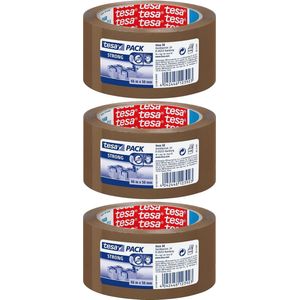 3x Tesa verpakkingstape sterk bruin 66 mtr x 50 mm verpakkingsbenodigdheden
