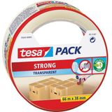 2x Tesa verpakkingstape transparant sterk 66 mtr x 38 mm - Klusmateriaal - Verpakkingsmateriaal - Inpakmateriaal - Verpakkingsbenodigdheden - Verpakkingstape/inpaktape - Dozen afsluittape