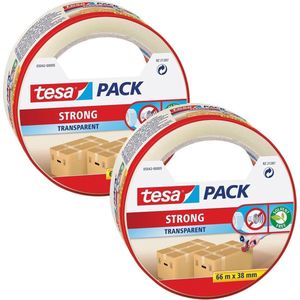 2x Tesa verpakkingstape transparant sterk 66 mtr x 38 mm - Klusmateriaal - Verpakkingsmateriaal - Inpakmateriaal - Verpakkingsbenodigdheden - Verpakkingstape/inpaktape - Dozen afsluittape