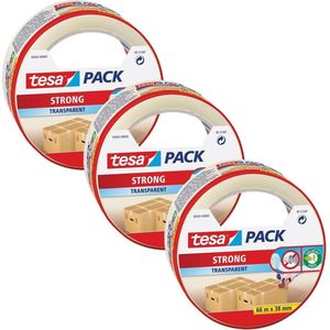 Tesa verpakkingstape - 3x - transparant - 66 m x 50 mm - tape rol - verpakkingsbenodigdheden - Tape (klussen)