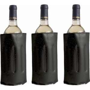 3x Koelelementen hoezen zwart voor wijnflessen 34 x 18 cm - Koelelementen
