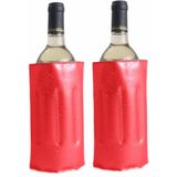 2x Koelelementen hoezen rood voor wijnflessen 34 x 18 cm - Wijnflessen/drankflessen koelelement - Flessenkoeler - Wijnkoeler