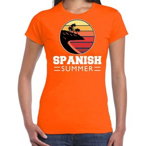 Spaanse zomer t-shirt / shirt Spanish summer voor dames - oranje - beach party outfit / kleding / strand feest shirt XS