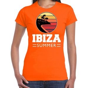 Ibiza zomer t-shirt / shirt Ibiza summer voor dames - oranje - Ibiza vakantie beach party outfit / kleding / strandfeest shirt S
