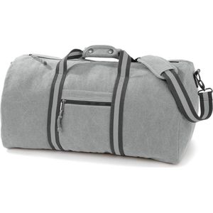 Canvas weekendtas/reistas licht grijs 45 liter - Vintage reistassen/weekendtassen - Tassen voor dames/heren/volwassenen