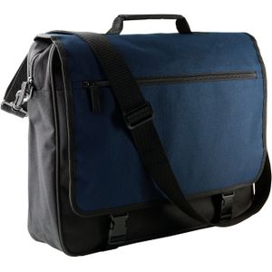 Polyester schoudertas donkerblauw/zwart 14 liter - Schoudertassen/documententassen - Tassen voor dames/heren/volwassenen