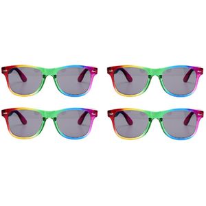 4x Regenboog zonnebrillen retro voor volwassenen - Regenboog zonnebrillen dames/heren