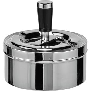 Draaiasbak - Verchroomd - 11 cm - Drukasbak - Stormasbak