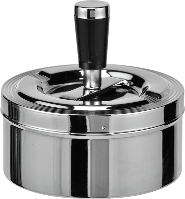 Draaiasbak - Verchroomd - 11 cm - Drukasbak - Stormasbak